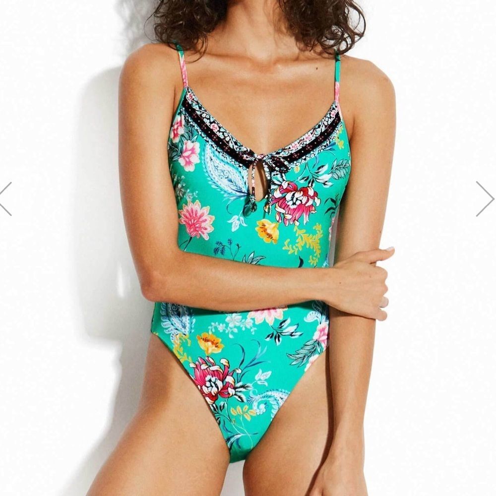 Seafolly Teal Floral One-Piece Swimsuit